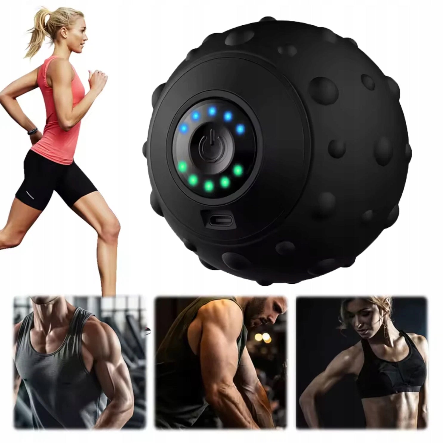 ELECTRIC VIBRATION MASSAGE BALL WITH 5 VIBRATION SETTINGS BLACK