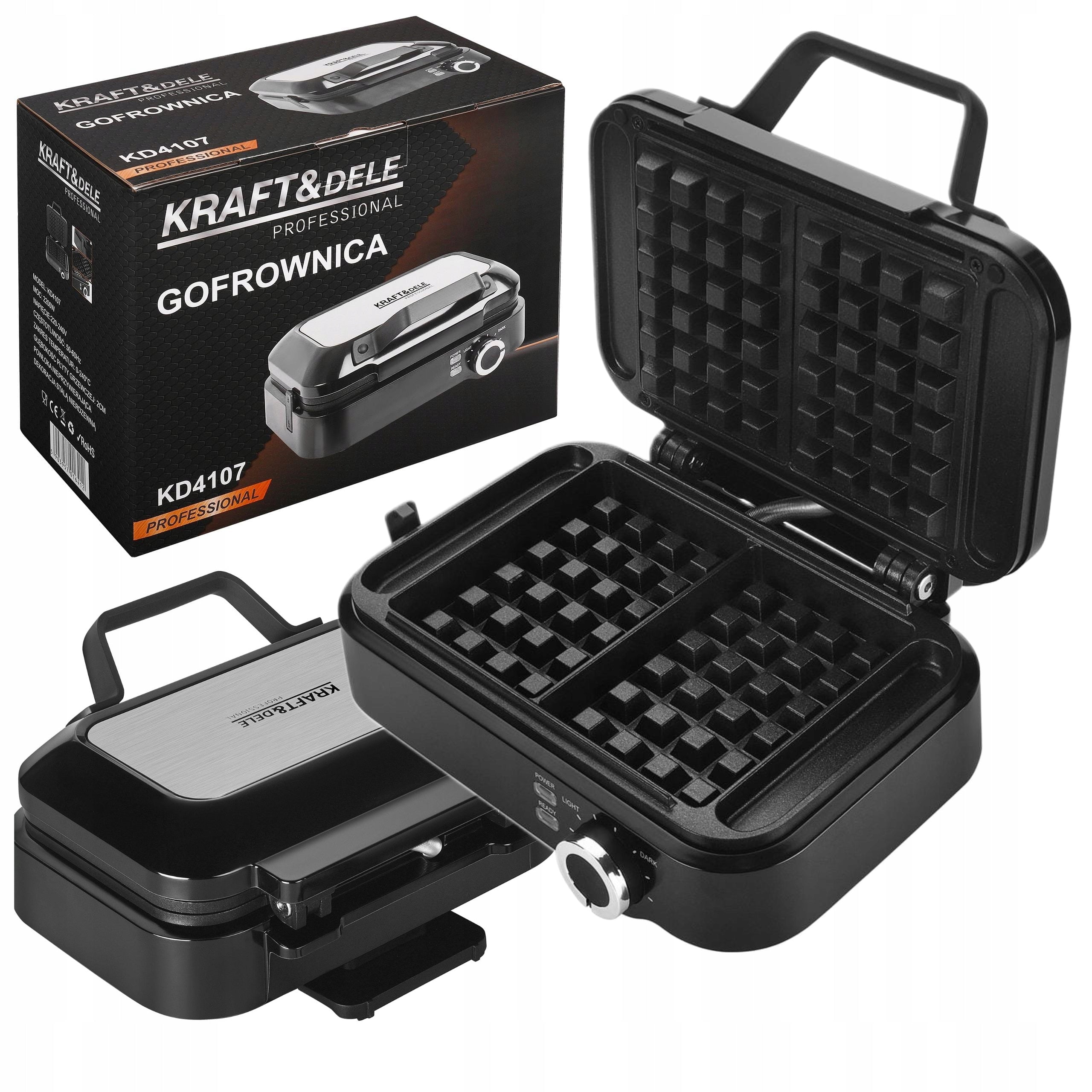 ELECTRIC WAFFLE IRON 2200W SOLID LED DISPLAY NONSTICK PLATES