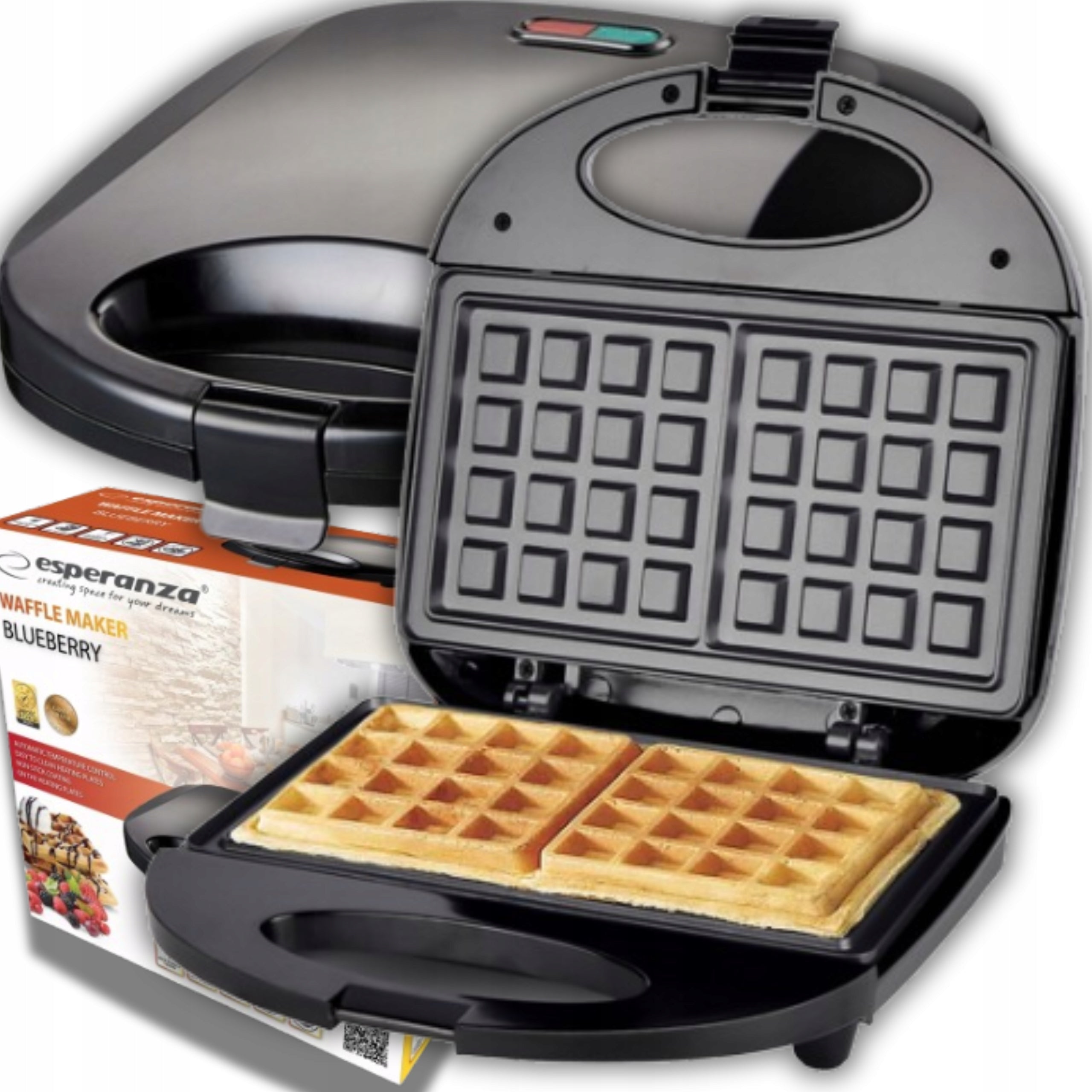 ELECTRIC WAFFLE MAKER TOASTER 1000W 2 LARGE CRUNCHY WAFFLES Manufacturer code OPIEKACZ DO GOFRÓW MOCNY GOFROWNICA
