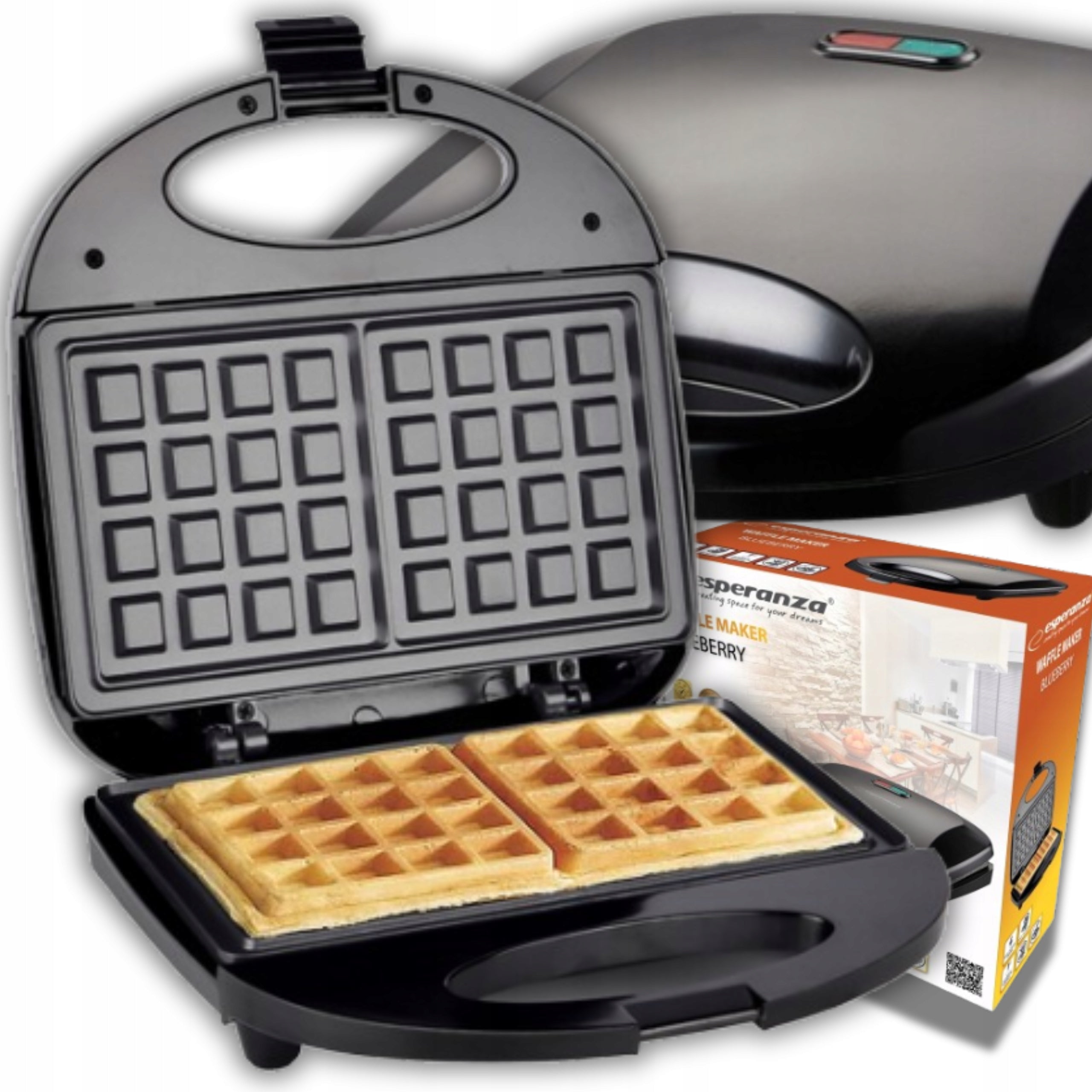 ELECTRIC WAFFLE MAKER TOASTER 1000W 2 LARGE CRUNCHY WAFFLES
