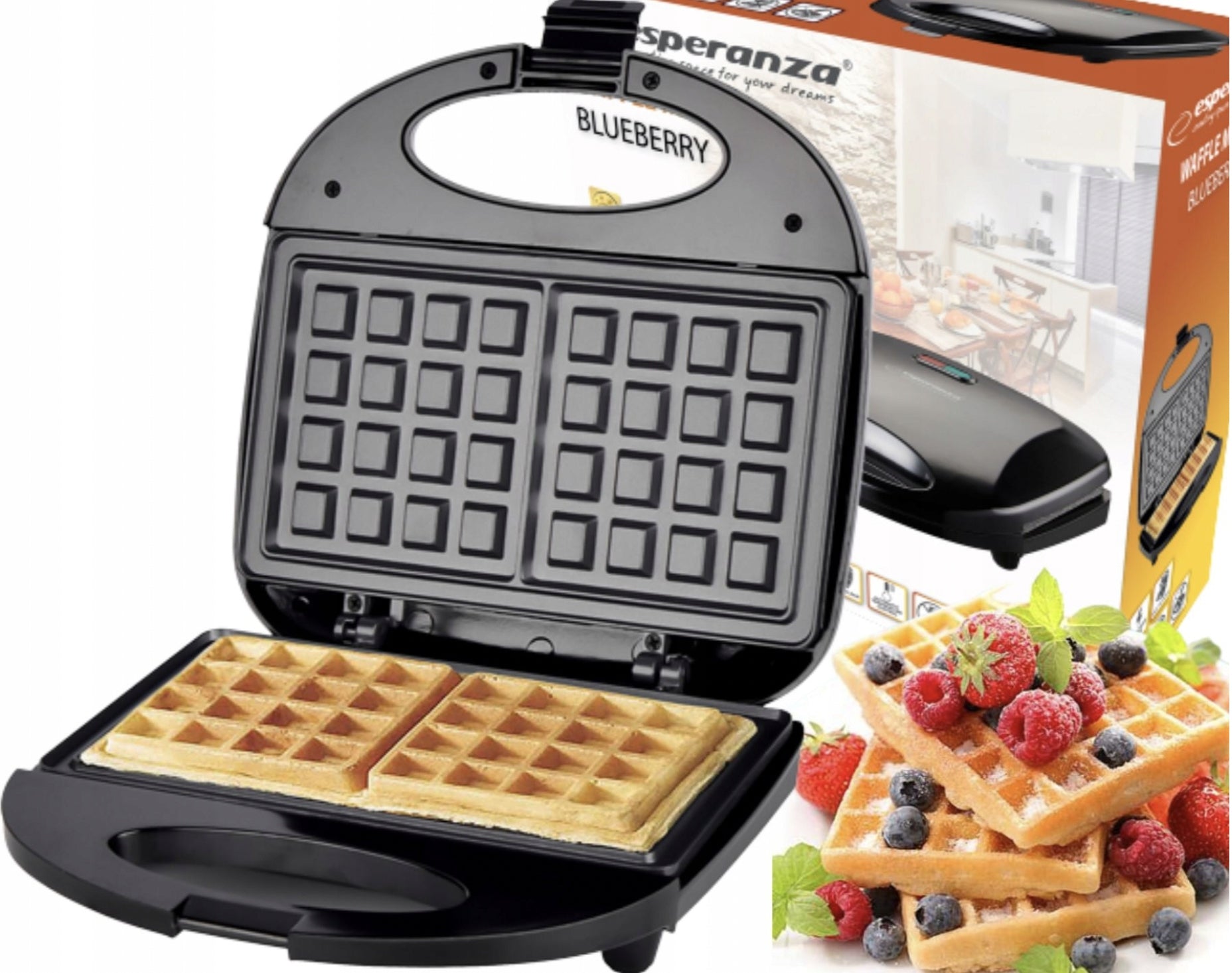 ELECTRIC WAFFLE MAKER WAFFLE TOASTER 2 LARGE CRISPY WAFFLES STRONG Manufacturer code OPIEKACZ DO GOFRÓW GOFROWNICA MOCNA