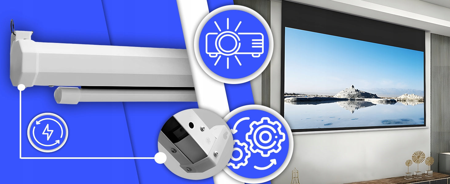 ELECTRIC WALL PROJECTION SCREEN 265x179 CM 125" LARGE FULL HD + REMOTE CONTROL Manufacturer code ER1237