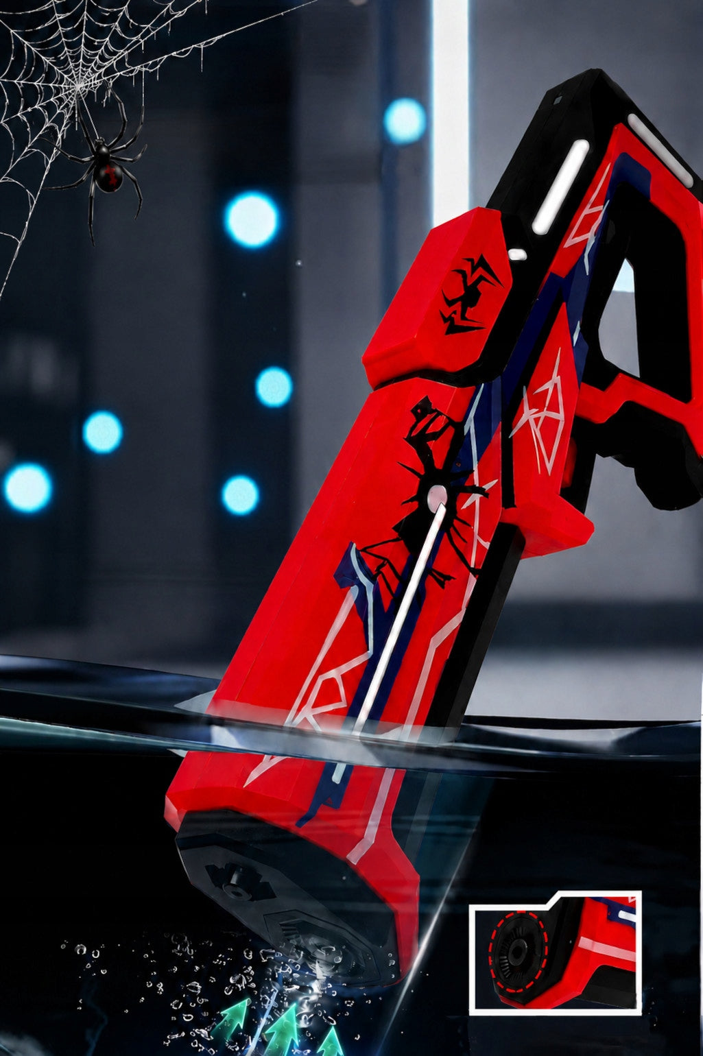 ELECTRIC WATER GUN AUTOMATIC AMAZING SPIDER AKU RIFLE Manufacturer code Automatyczna wyrzutnia na wodę Broń wodna