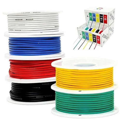 ELECTRIC WIRE SILICONE 22AWG 0 3MM² 6 COLORS DIY STEEL KIT