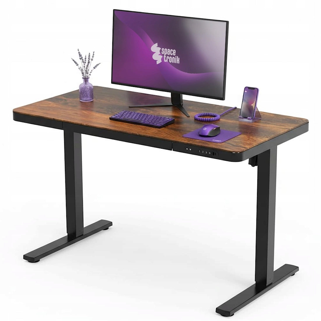 ELECTRIC desk with Drawer 120x60 USB PORTS Spacetronik rustic oak