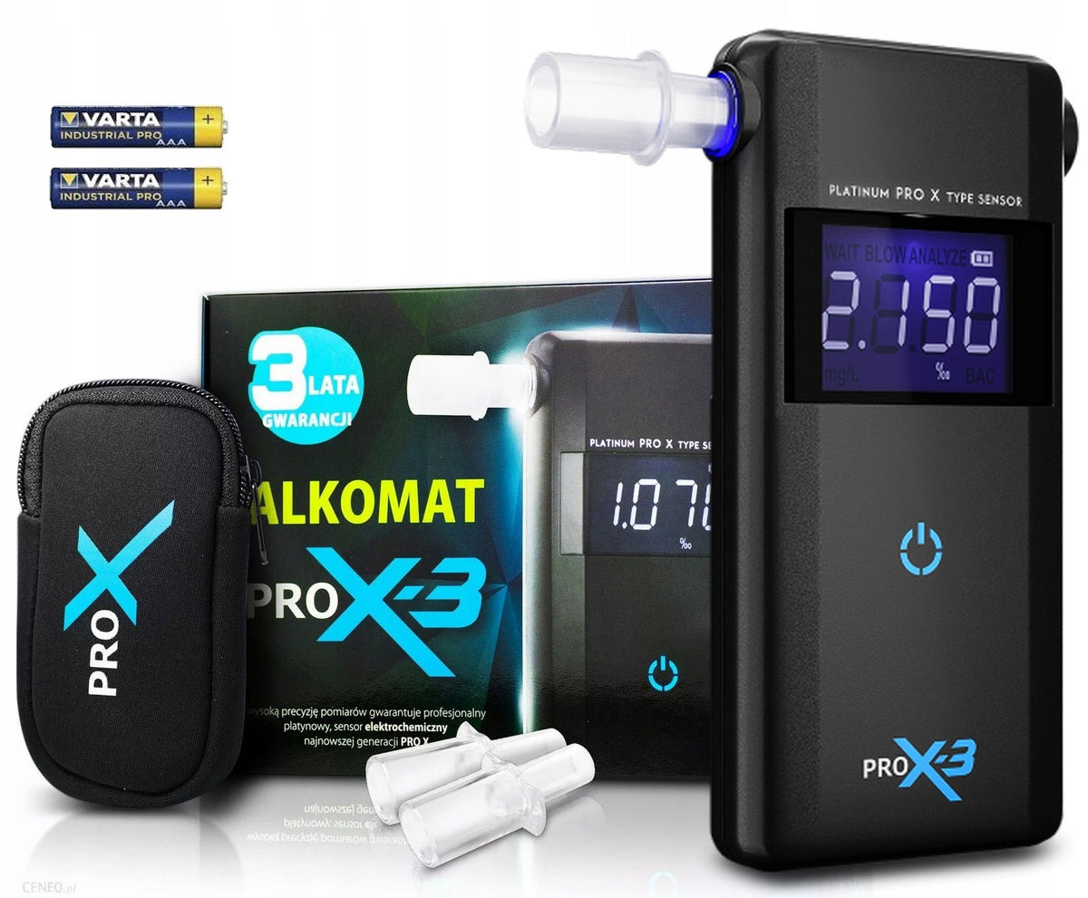ELECTROCHEMICAL BREATHALYZER PRO X BLACK WITH MOUTHPIECES PRECISE POLICE