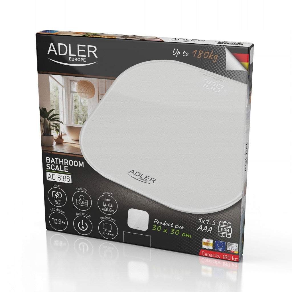 ELECTRONIC BATHROOM SCALE up to 180 Kg WHITE GLASS Kind electronic