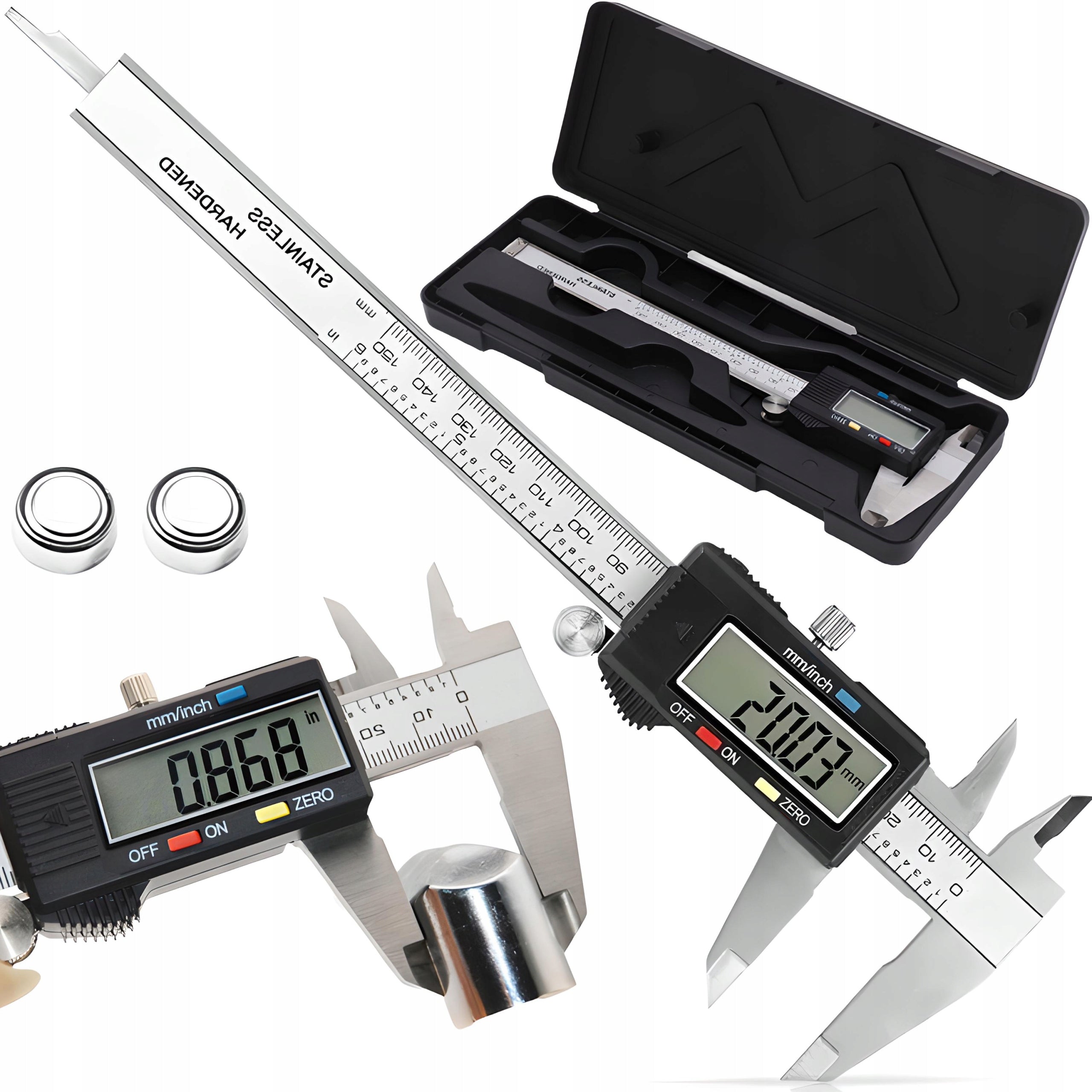 ELECTRONIC CALIPER STEEL DIGITAL MEASURING LCD 150mm CASE+2X BATTERIES