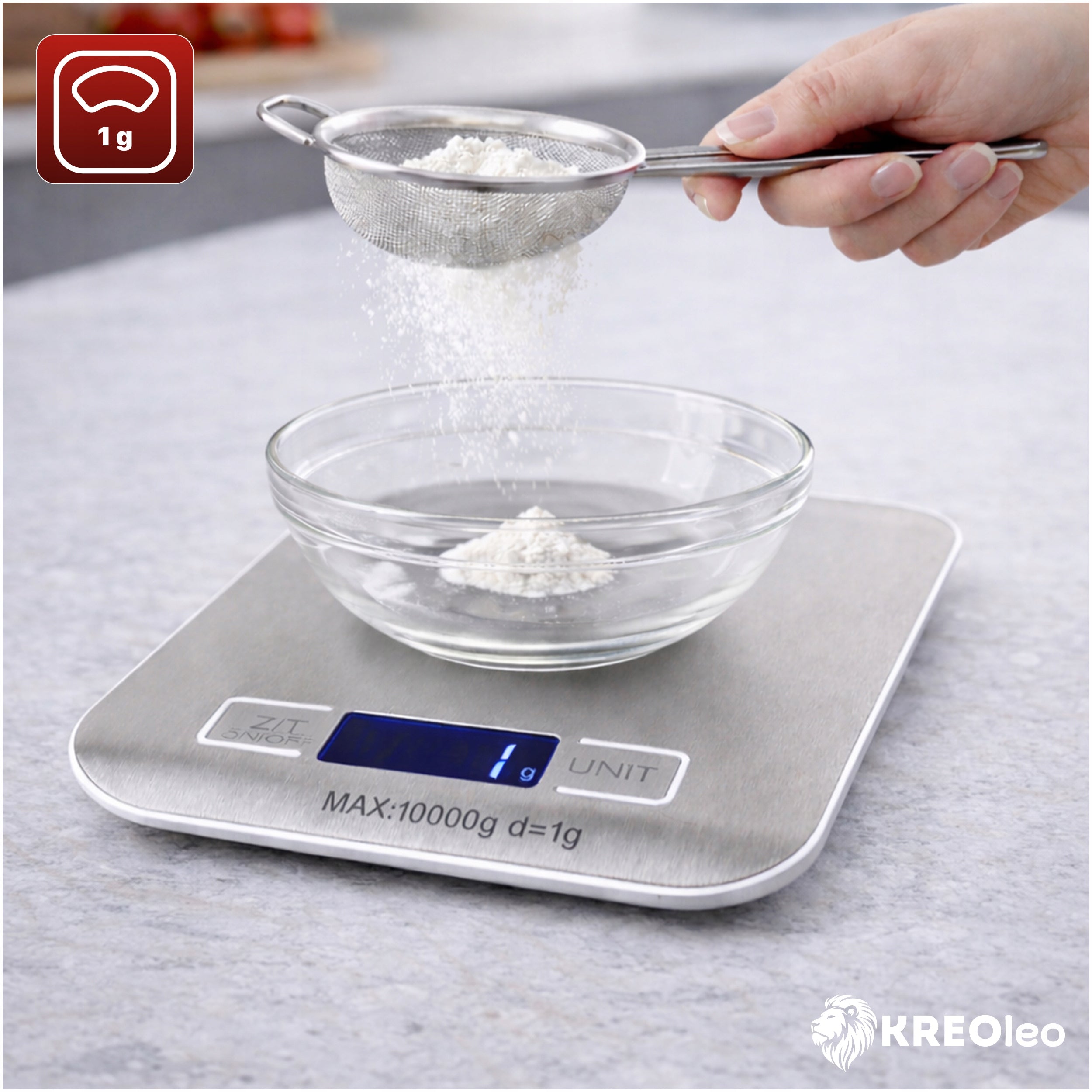 ELECTRONIC KITCHEN SCALE 10KG 1G PRECISION LCD TARA BATTERY OPERATED Functions automatic shutdown tare weight