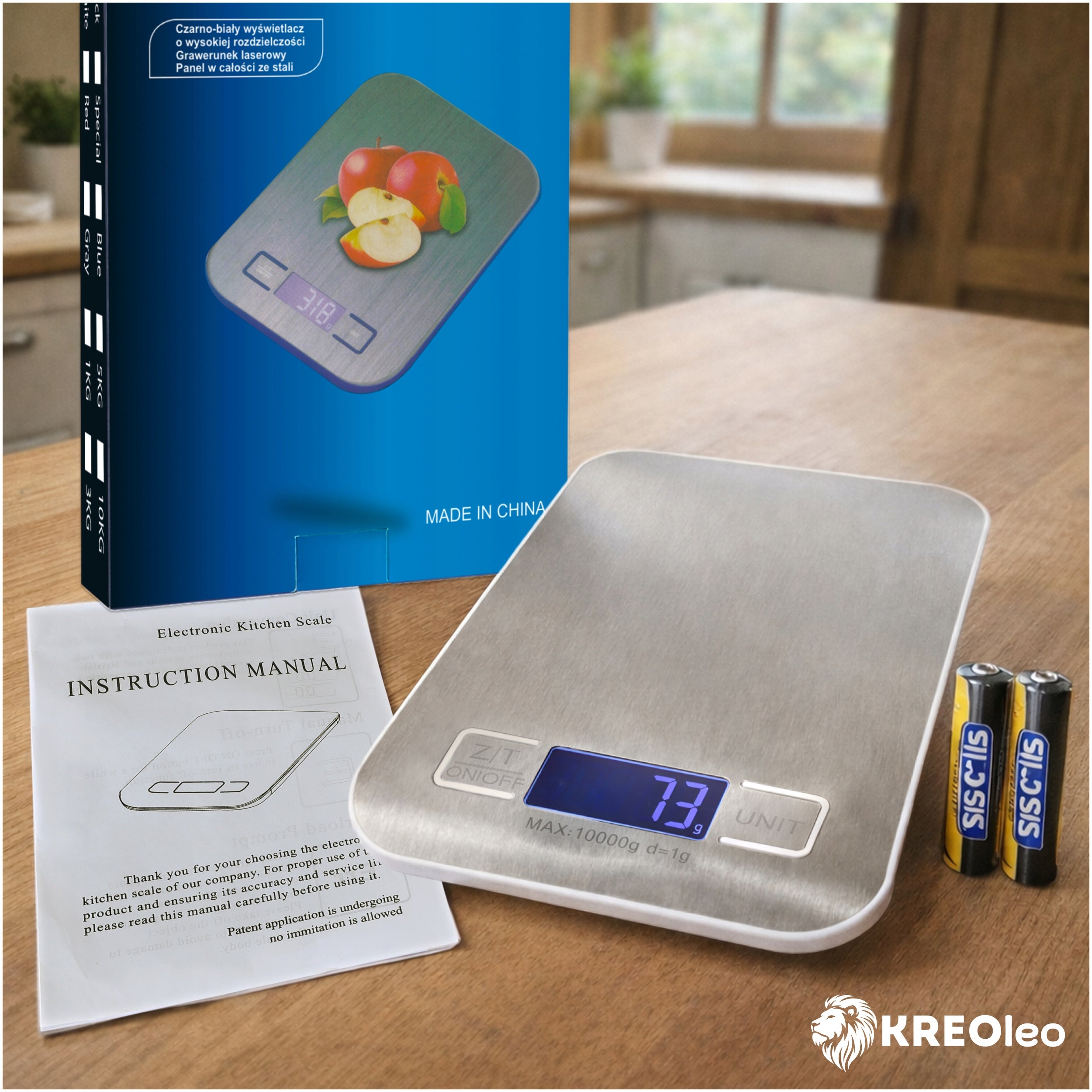 ELECTRONIC KITCHEN SCALE 10KG 1G PRECISION LCD TARA BATTERY OPERATED Manufacturer code Z WYŚWIETLACZEM TARA PŁASKA CYFROWA DOKŁADNA