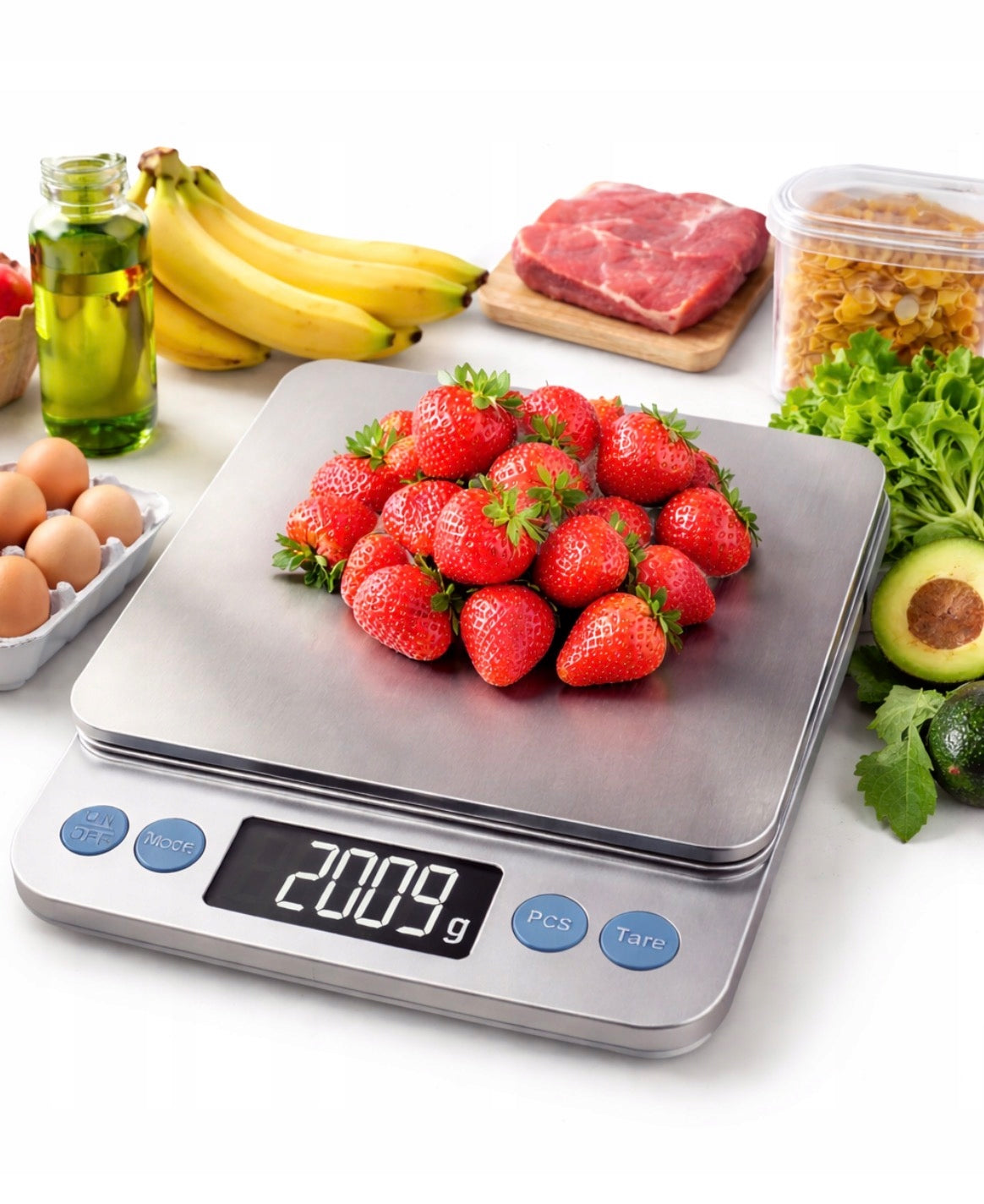 ELECTRONIC KITCHEN SCALE Large up to 5kg with trays Tara LCD Jewelry Packaging status original