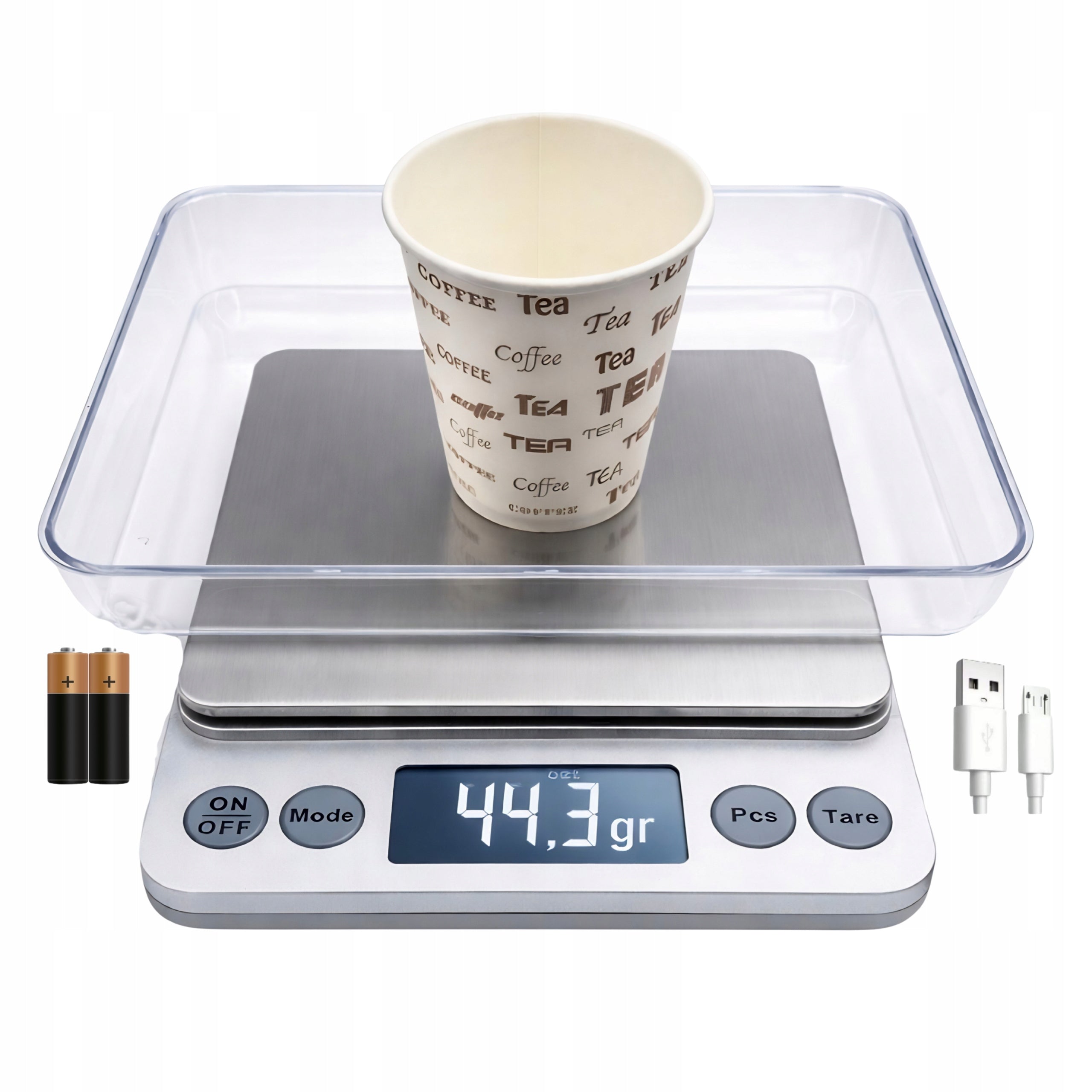 ELECTRONIC KITCHEN SCALE Large up to 5kg with trays Tara LCD Jewelry