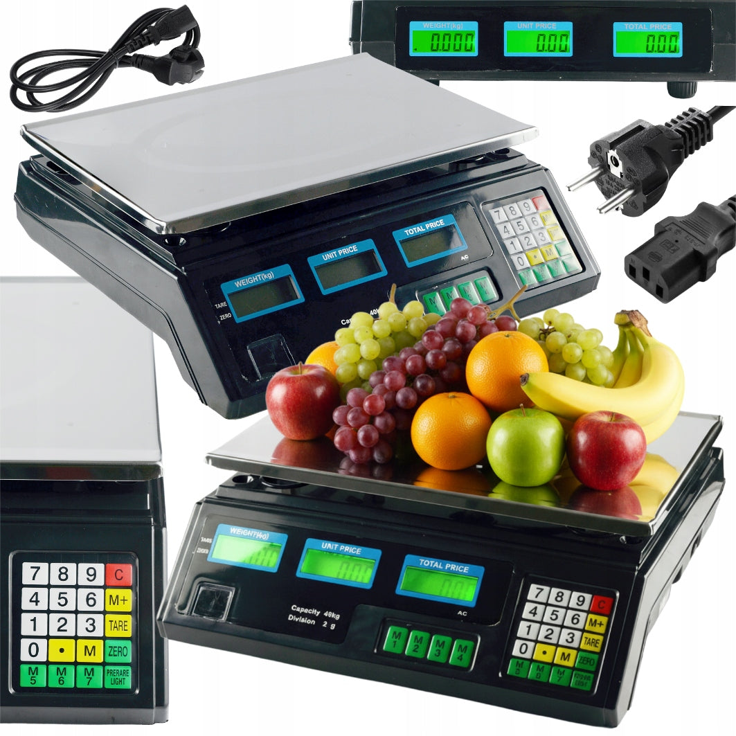 ELECTRONIC PROFESSIONAL SHOP SCALE BLACK 40KG LCD BATTERY