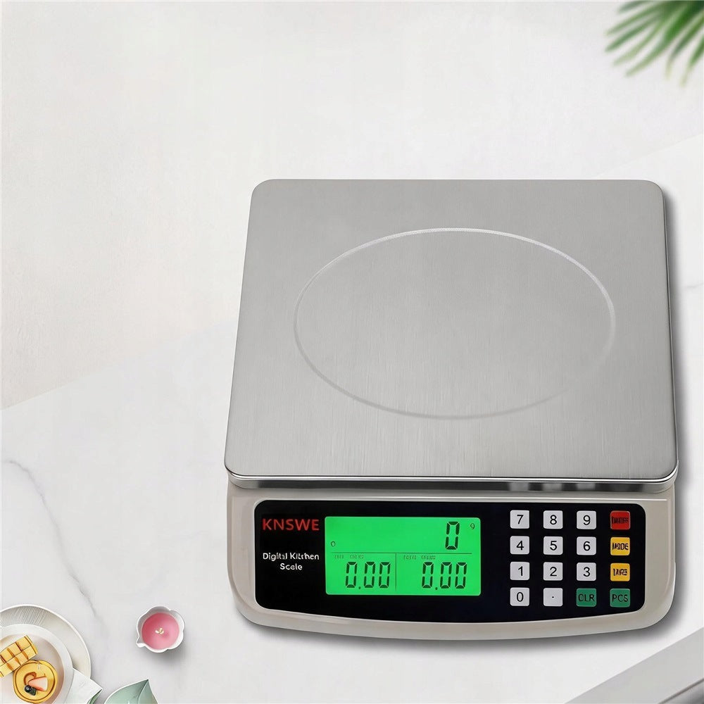 ELECTRONIC SCALE 30KG 1G STAINLESS STEEL WITH COUNTING PCS LCD USB Manufacturer code 6HG9094BK43543