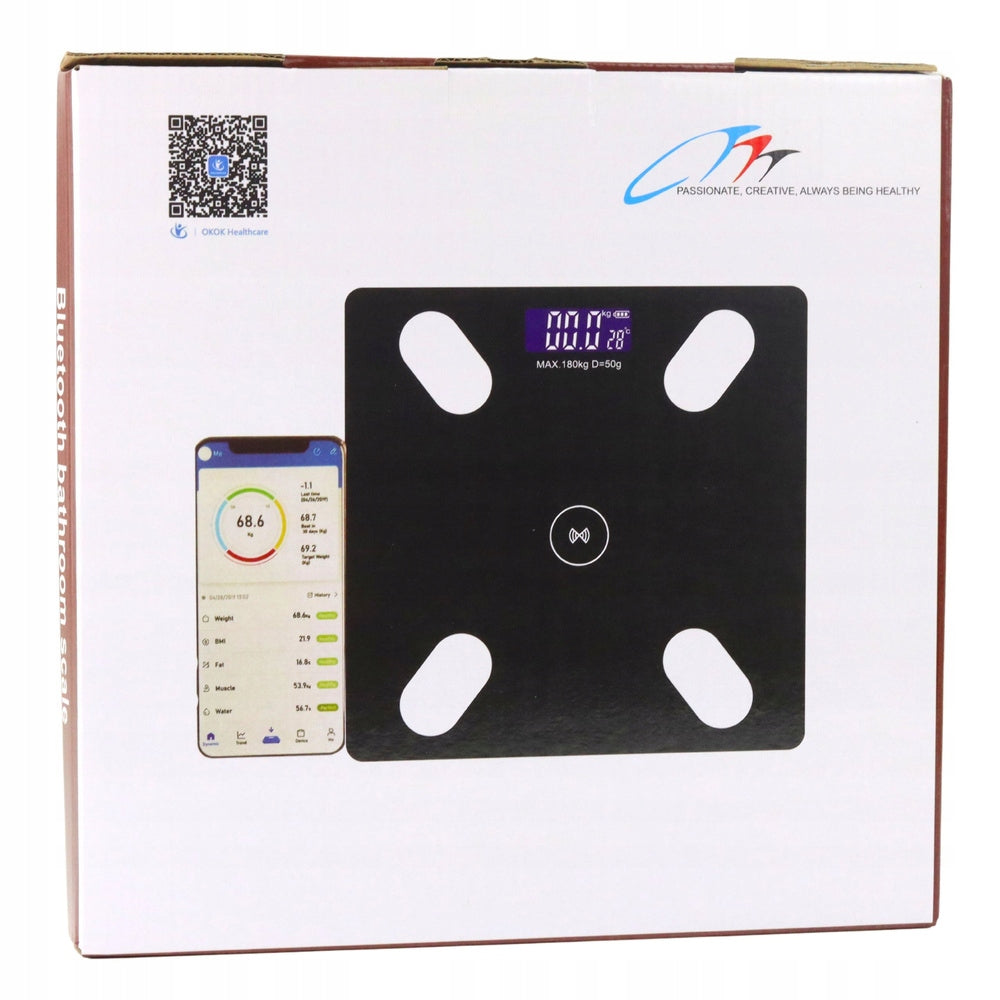 ELECTRONIC SCALE SMART BLUETOOTH BODY COMPOSITION 4 LED SENSORS GLOWING