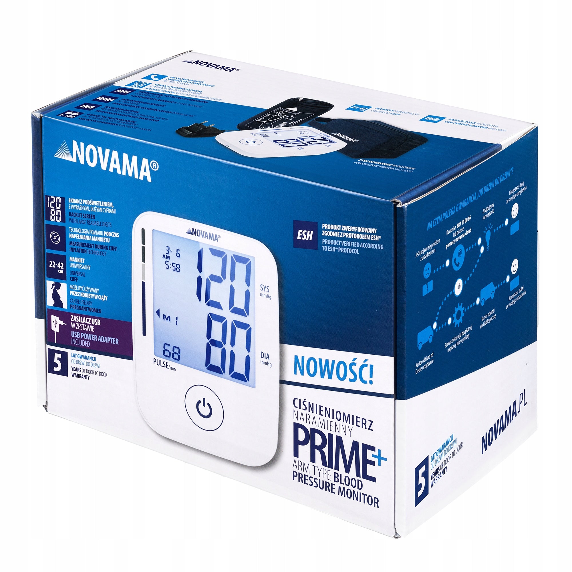 ELECTRONIC SHOULDER BLOOD PRESSURE MONITOR NOVAMA PRIME+ ESH ARRHYTHMIA POWER SUPPLY Medical device yes