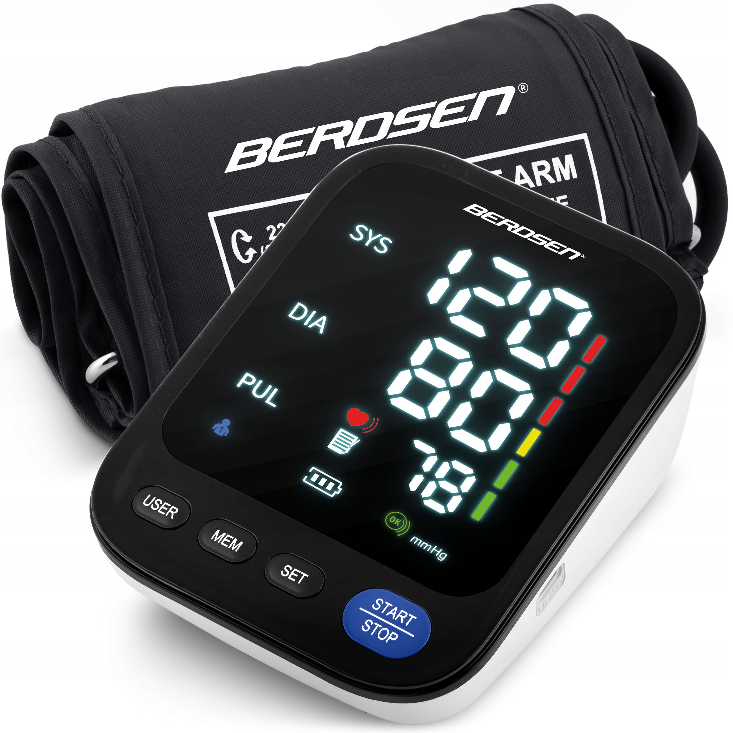 ELECTRONIC SHOULDER BLOOD PRESSURE MONITOR SPEAKS in Polish SLEEVE 22-42 Berdsen Packaging status original