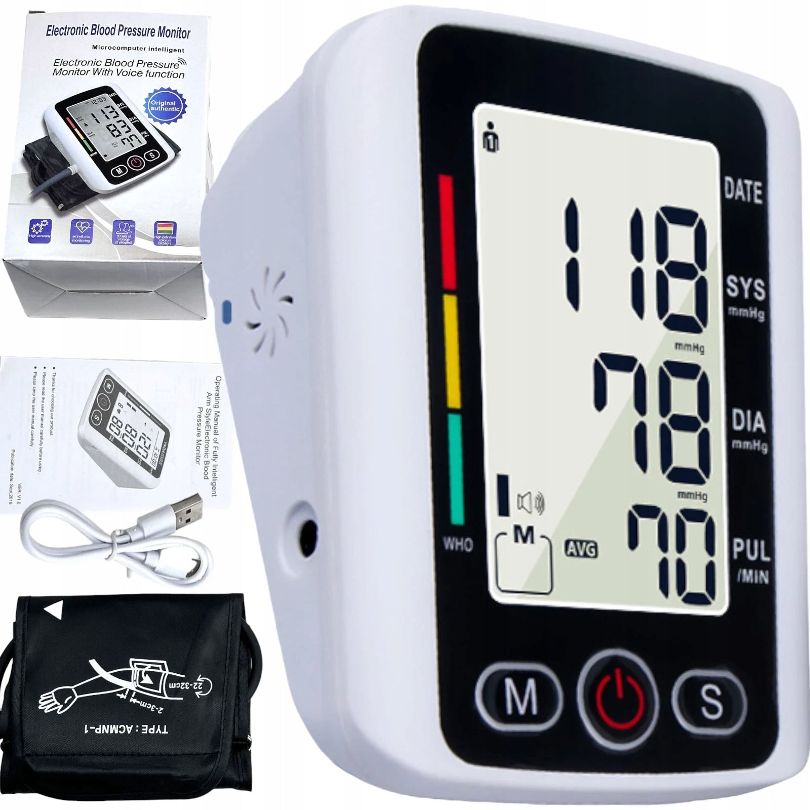 ELECTRONIC SHOULDER BLOOD PRESSURE MONITOR bw750b+ 22-32CM LCD MEASUREMENT RECORDING