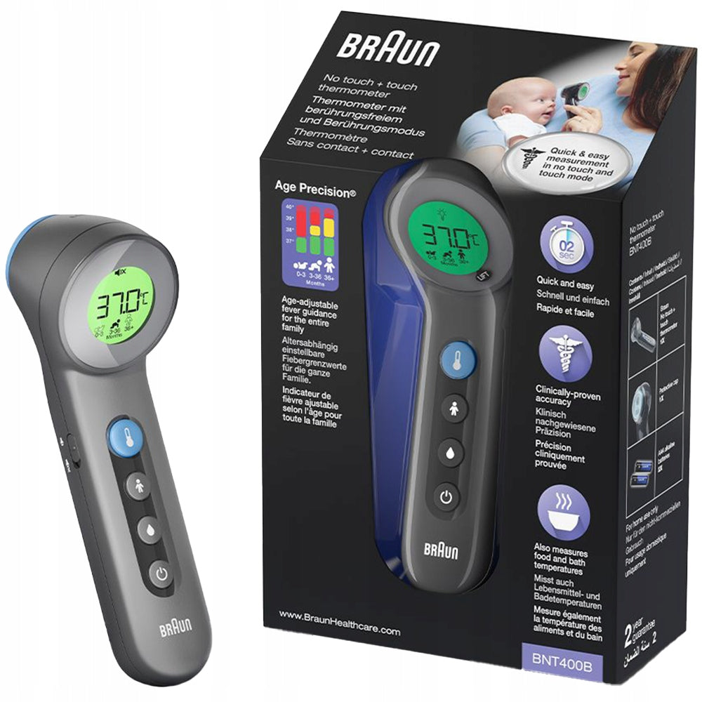 ELECTRONIC THERMOMETER NON-CONTACT MEDICAL INFRARED BRAUN BNT400 BLACK EAN (GTIN) 4022167204004