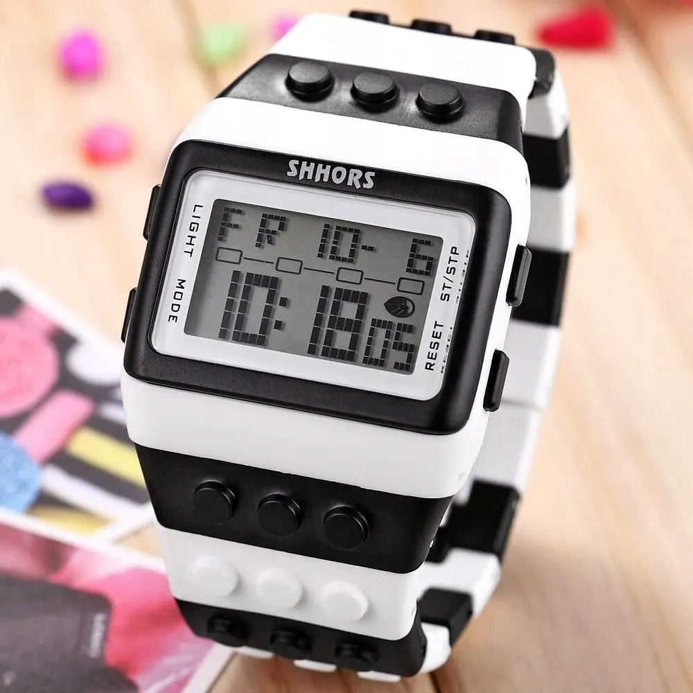 ELECTRONIC WATCH FOR CHILDREN BLOCKS BLACK AND WHITE SHHORSSH-715 Brand no brand