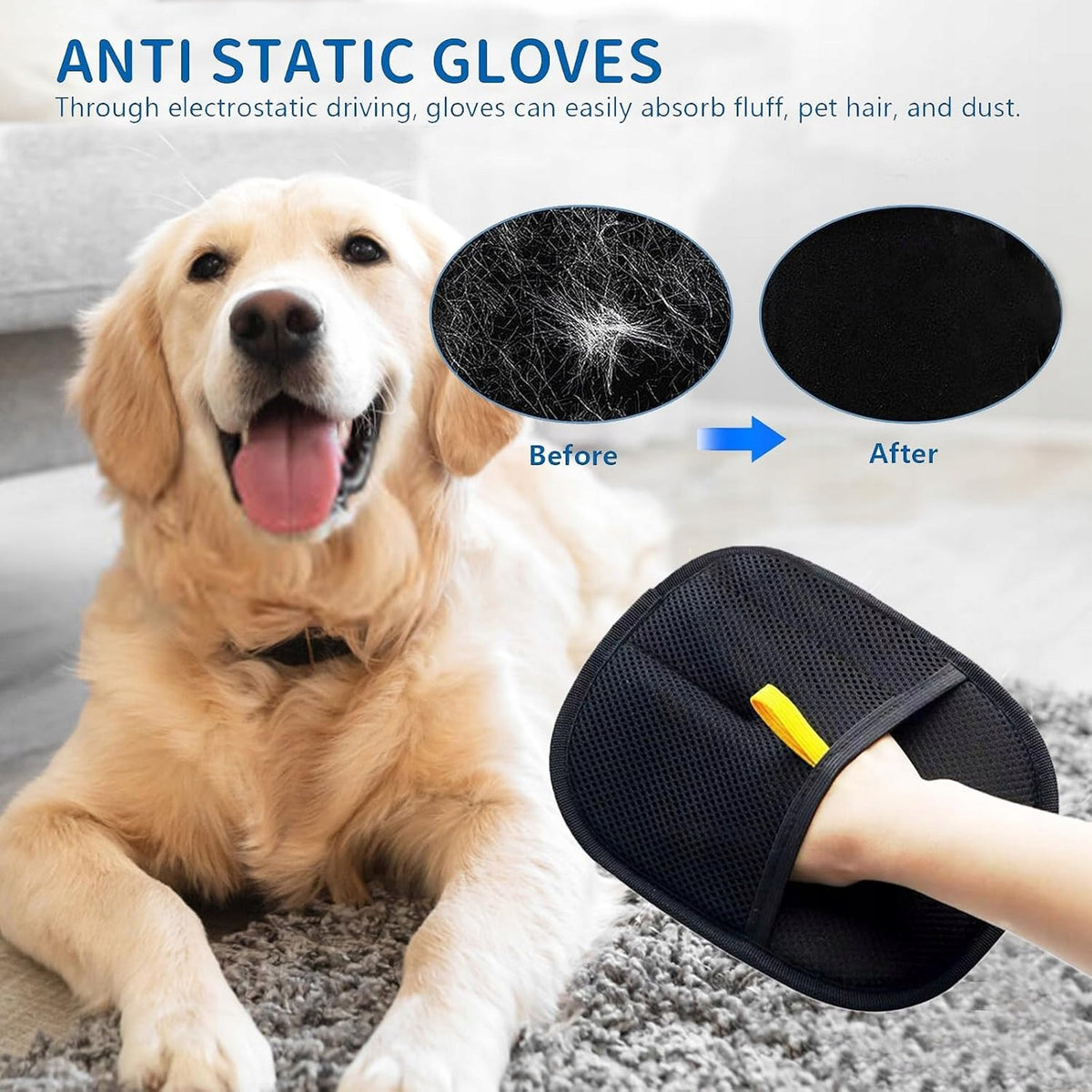 ELECTROSTATIC GLOVE FOR ANIMAL HAIR REMOVAL 2 Pack Packaging status original