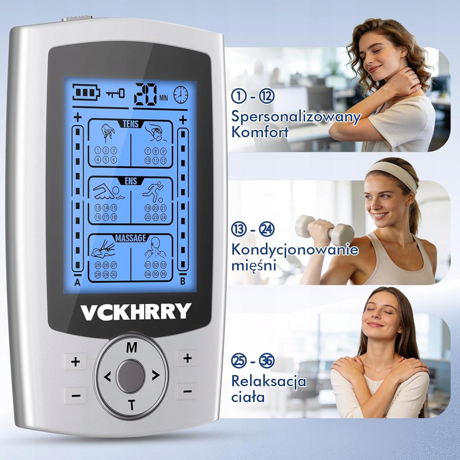 ELECTROSTIMULATOR 3IN1 TENS EMS 36 PROGRAMS 2 CHANNELS 20 LEVELS Brand no brand
