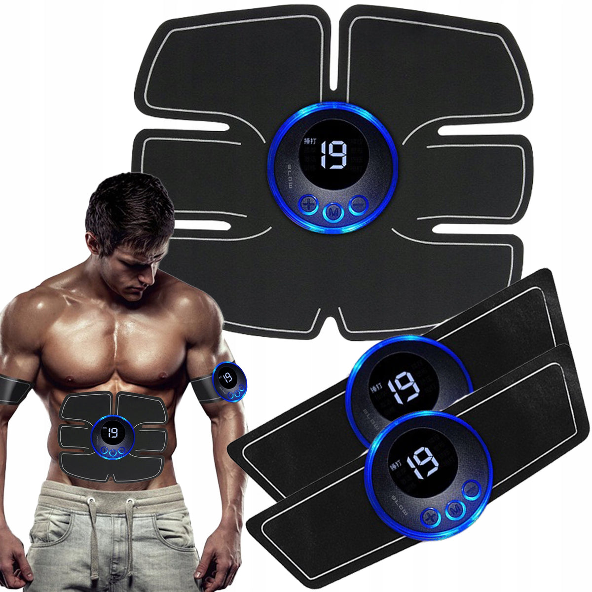 ELECTROSTIMULATOR ABDOMINAL MUSCLES BACK BUTTOCKS LEG MASSAGER 3X EMS Packaging status original