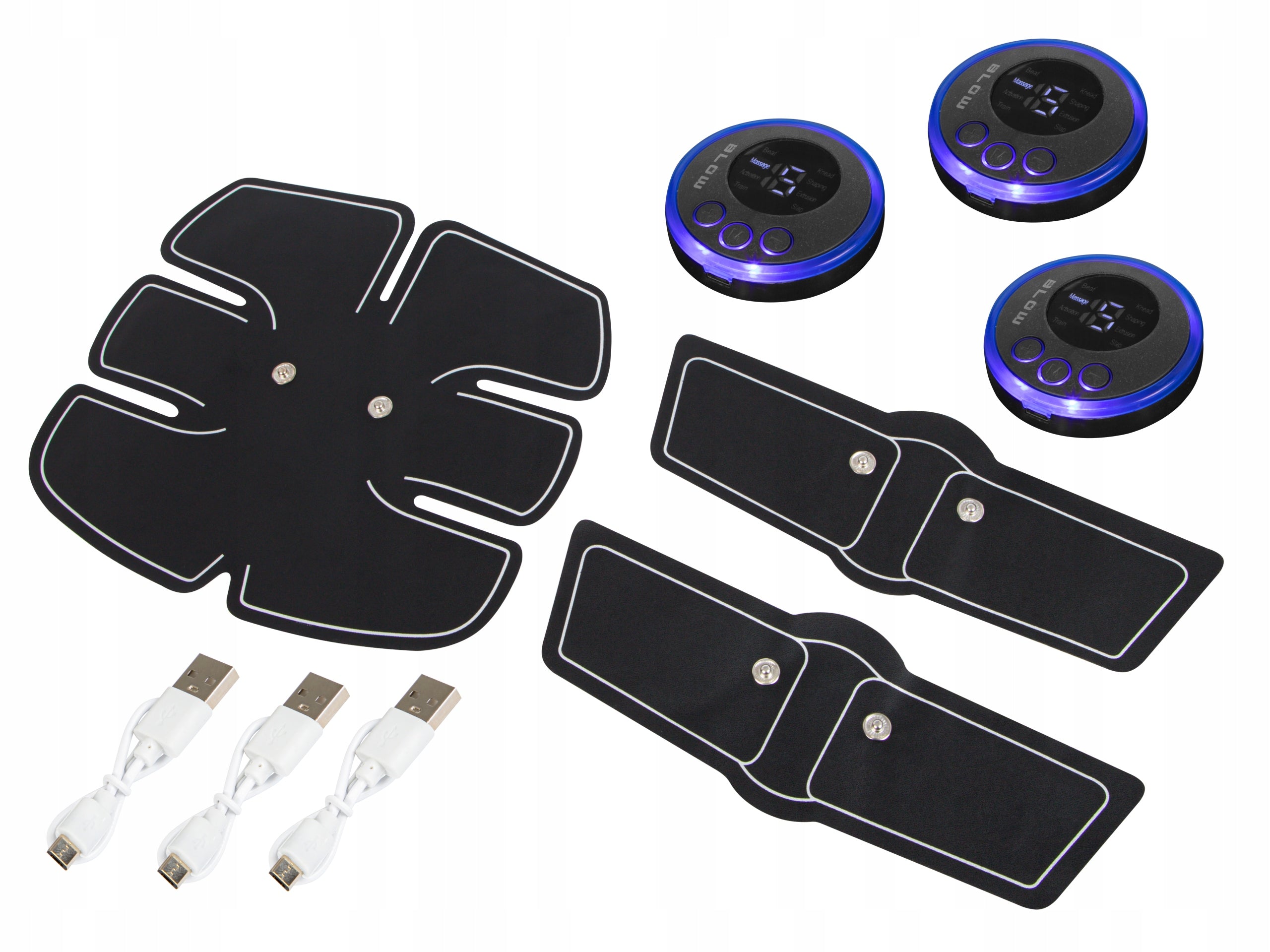 ELECTROSTIMULATOR EMS ABDOMINAL MUSCLES BACK BUTTOCKS LEG MASSAGER 3X Body parts hips stomach calves back buttocks shoulders thighs