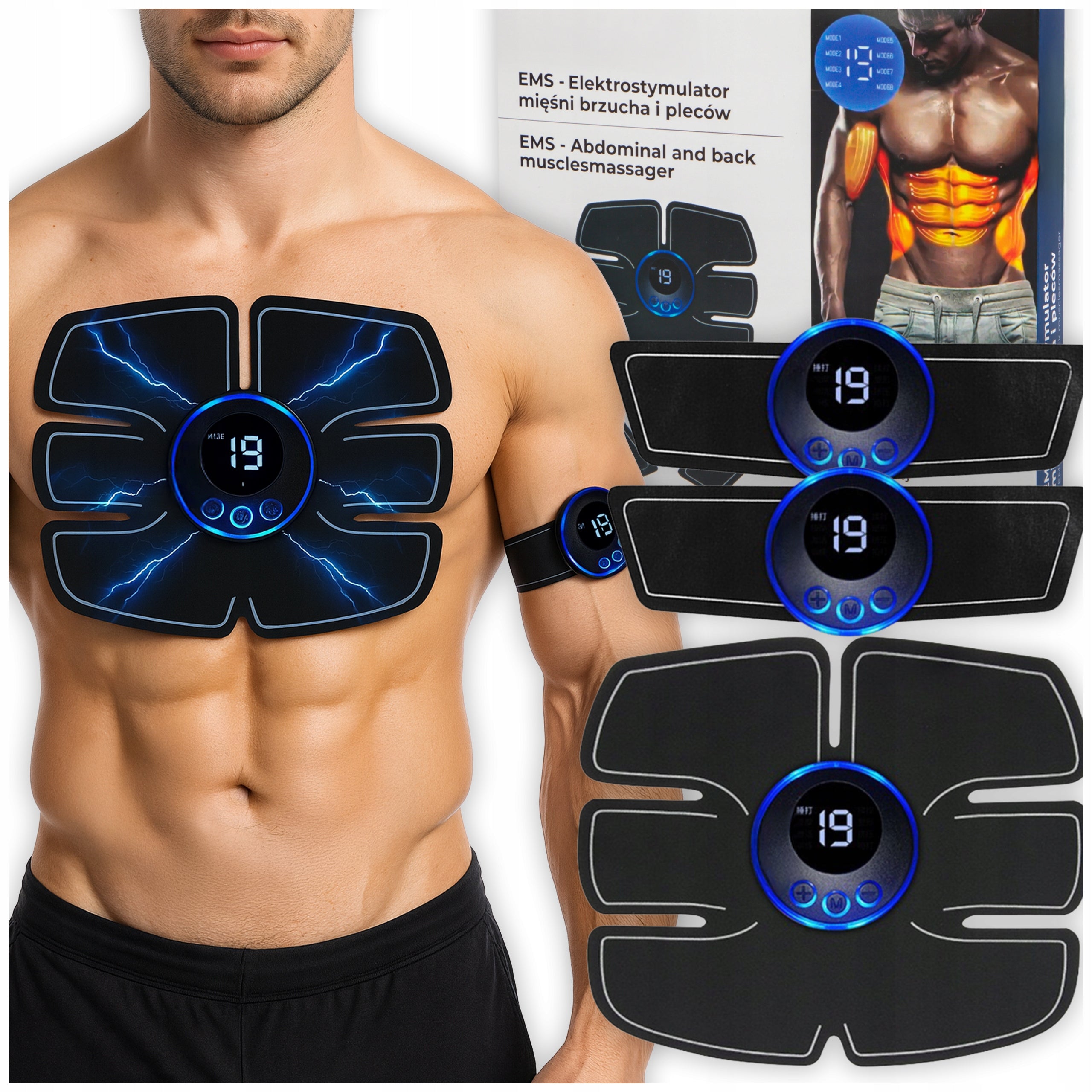 ELECTROSTIMULATOR EMS ABDOMINAL MUSCLES BACK BUTTOCKS LEG MASSAGER 3X Brand no brand