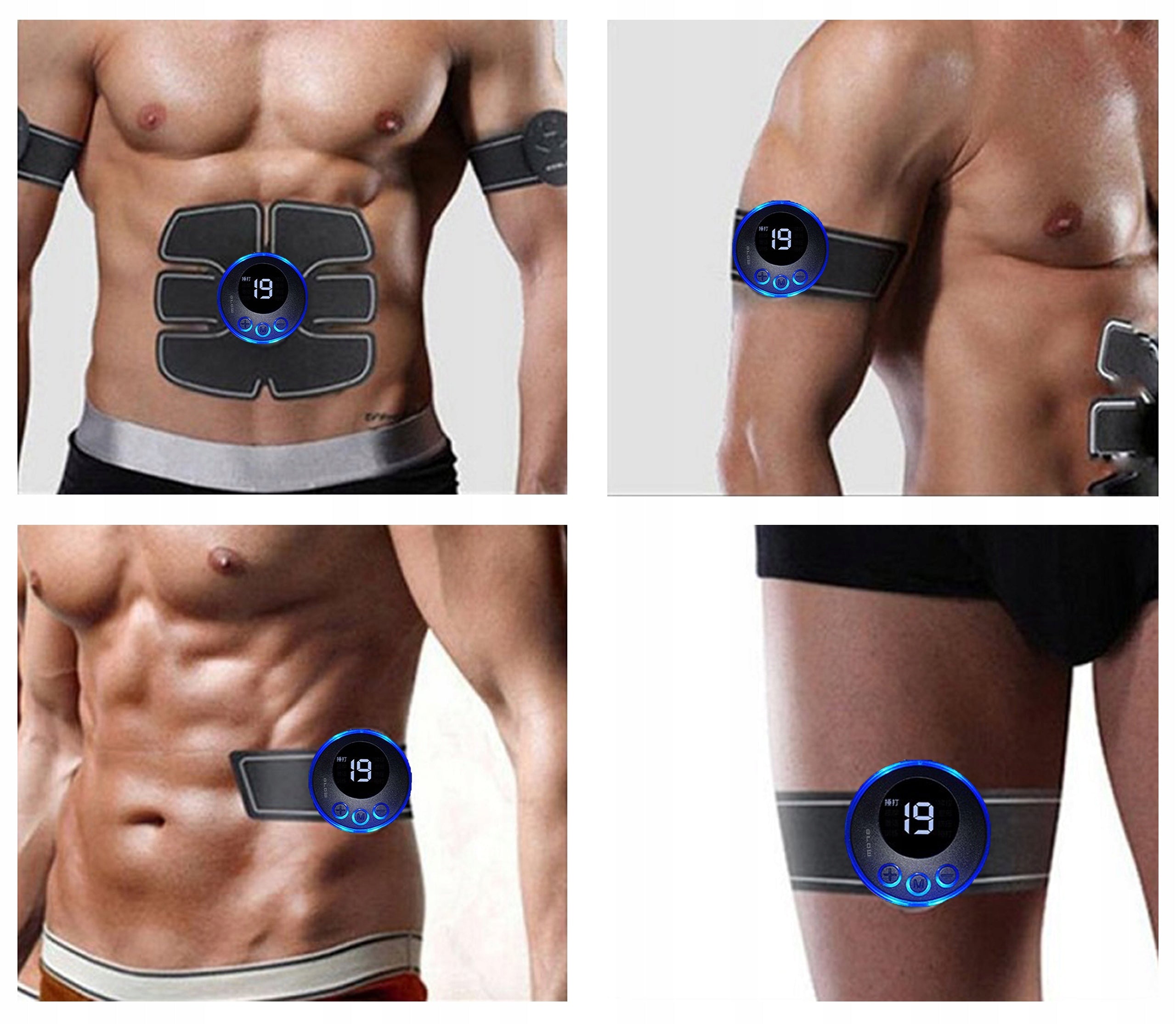 ELECTROSTIMULATOR EMS ABDOMINAL MUSCLES BACK BUTTOCKS LEG MASSAGER 3X Model Elektrostymulator mięśni brzucha ramion nóg 3x pas