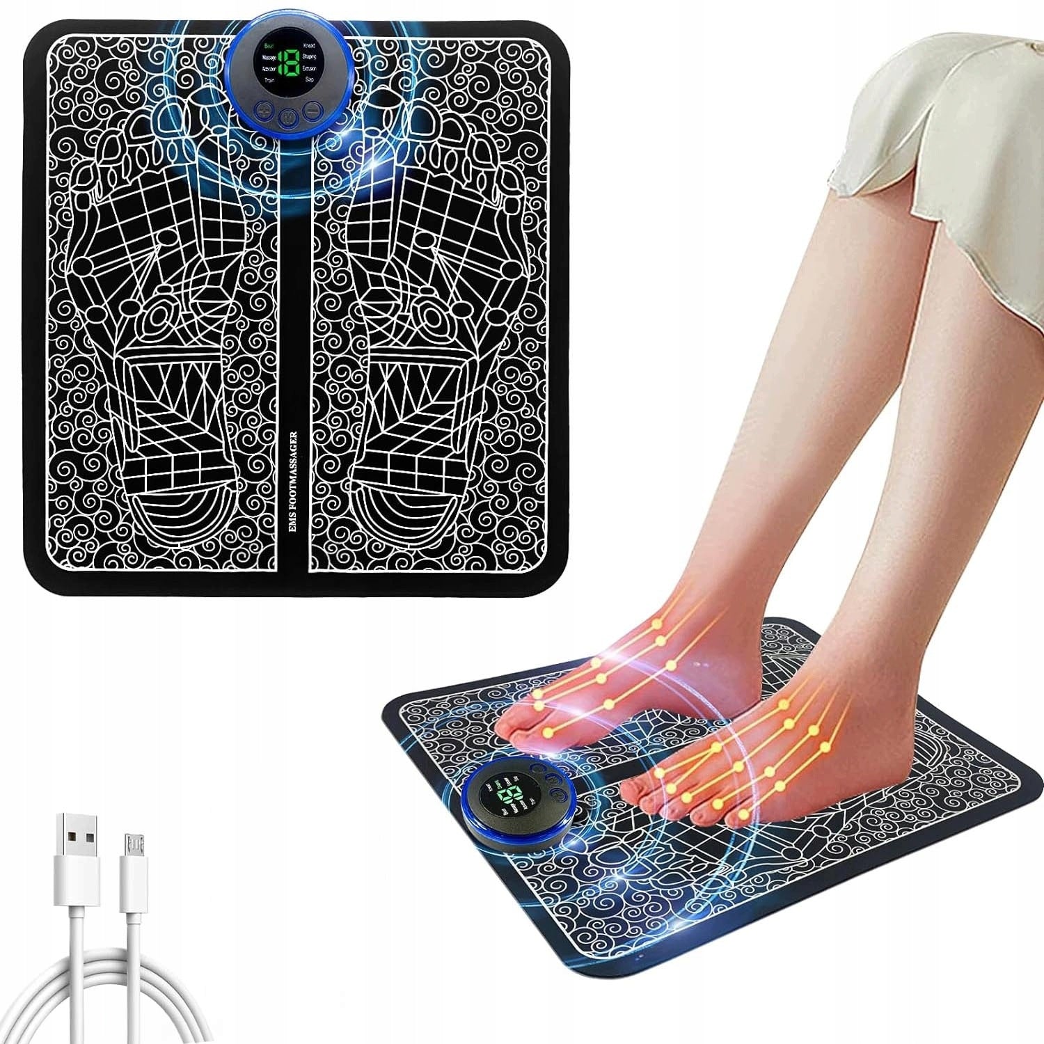 ELECTROSTIMULATOR EMS FOOT MAT ANALGESIC MASSAGE LCD Packaging status original