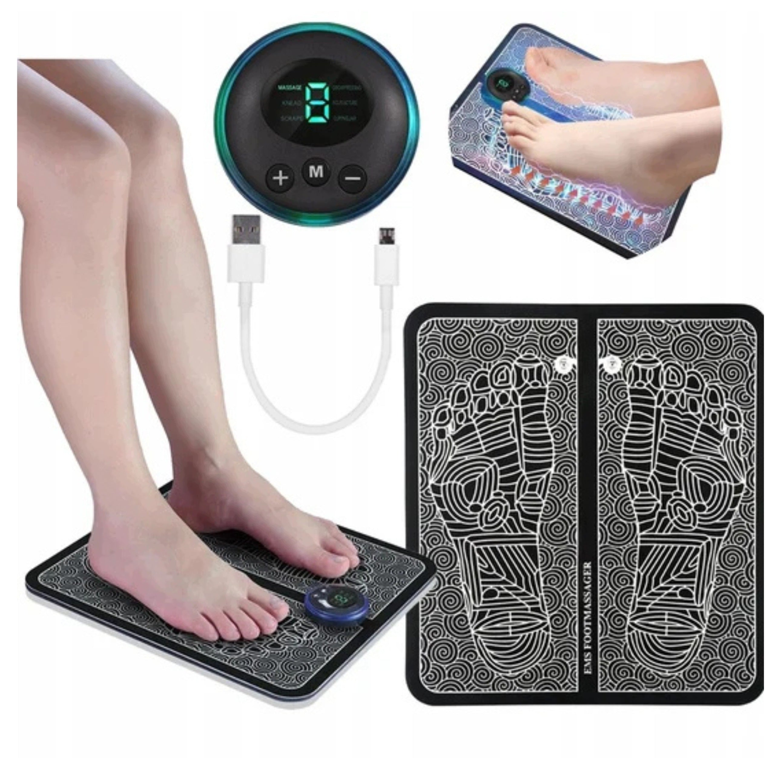 ELECTROSTIMULATOR EMS FOOT MAT ANALGESIC MASSAGE LCD