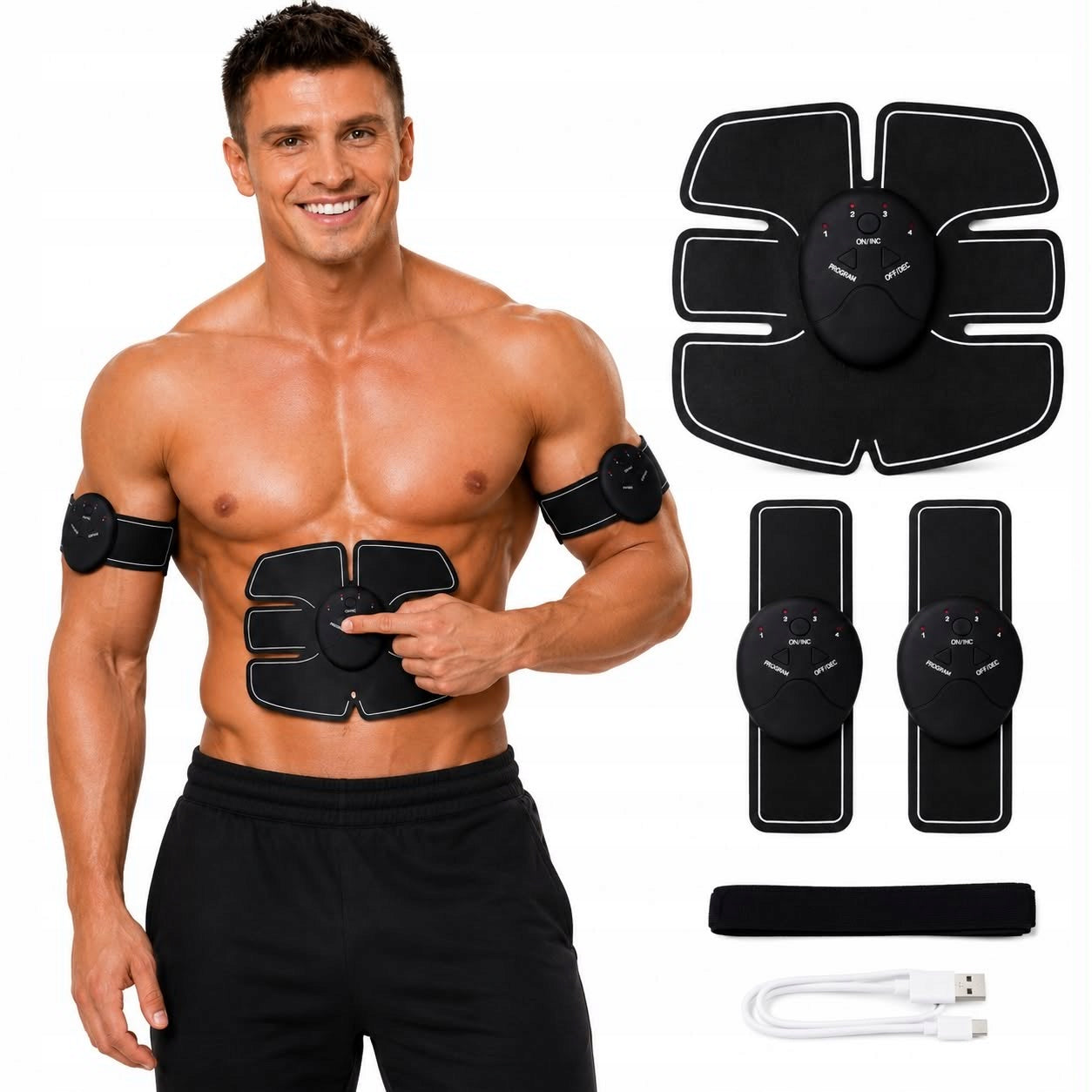 ELECTROSTIMULATOR EMS UNDER FITNESS CLOTHING BACK ABDOMINAL MUSCLE MASSAGER 3IN1 Packaging status original