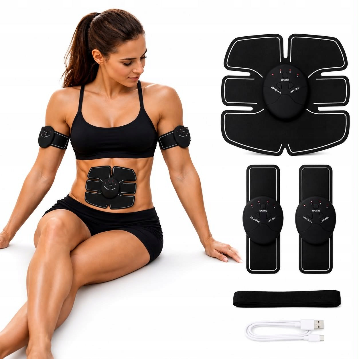ELECTROSTIMULATOR EMS UNDER FITNESS CLOTHING BACK ABDOMINAL MUSCLE MASSAGER 3IN1
