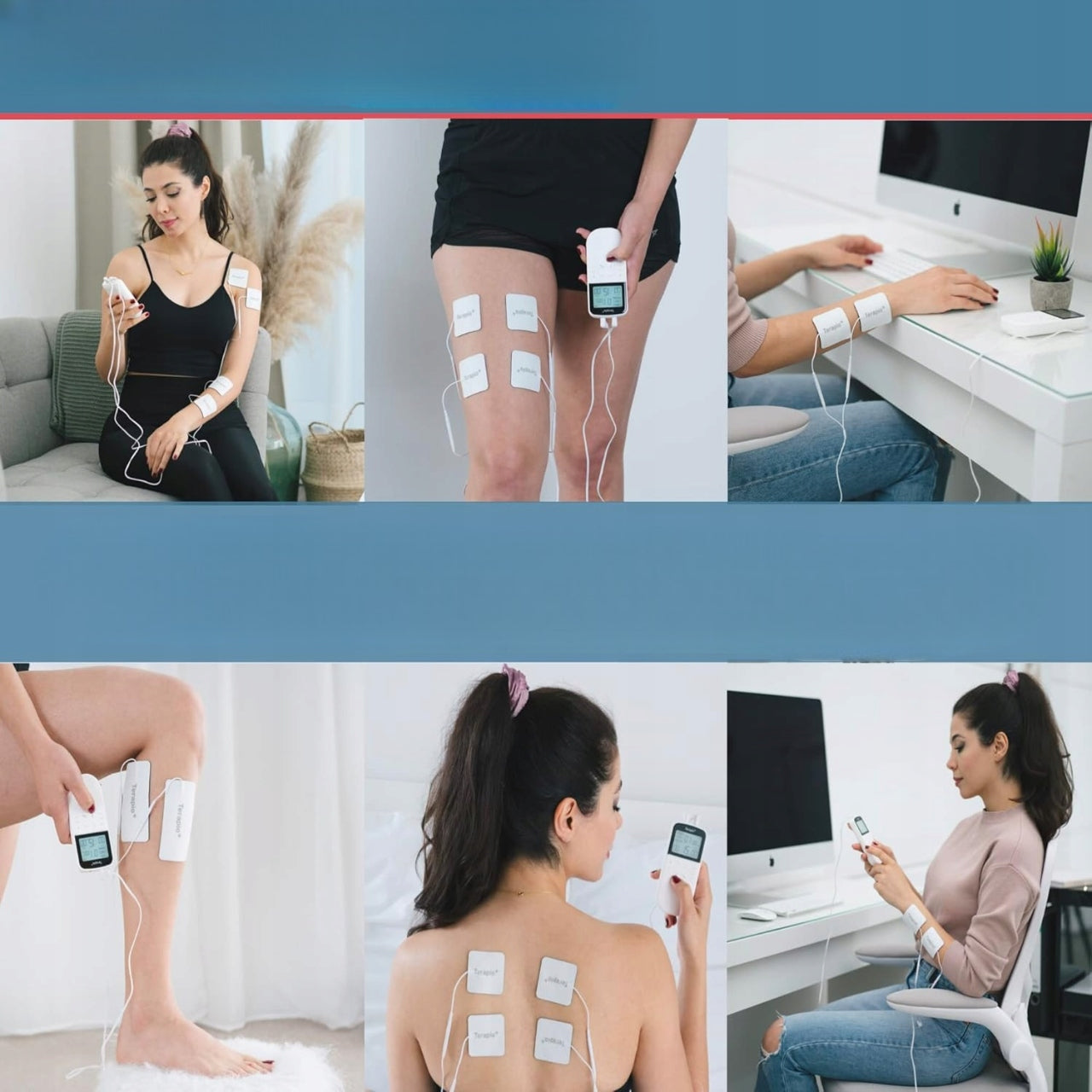 ELECTROSTIMULATOR TENS ABDOMINAL NERVE MUSCLES MASSAGER 4 ELECTRODES THERAPY Body parts hips stomach calves back buttocks shoulders thighs