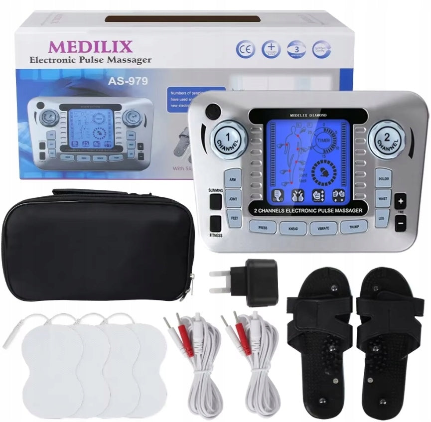 ELECTROSTIMULATOR TENS MUSCLES AND NERVES EMS MASSAGE WHOLE SET FLIP-FLOPS CASE v4