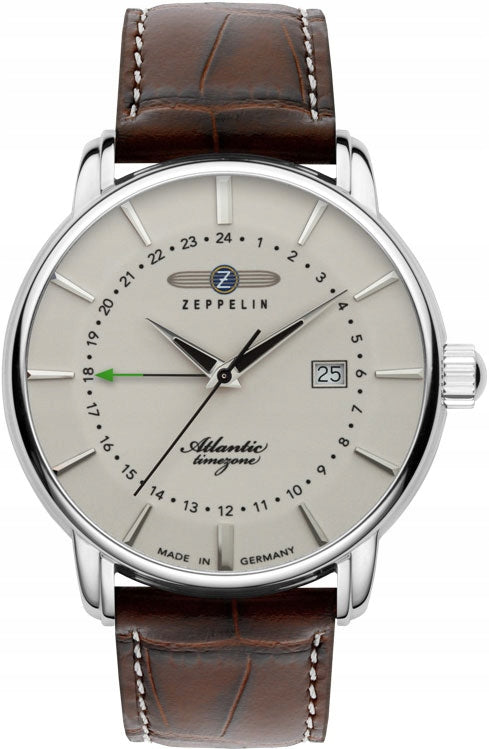 Damenuhr Zeppelin Atlantic Quartz, GMT 8442-5, braun 