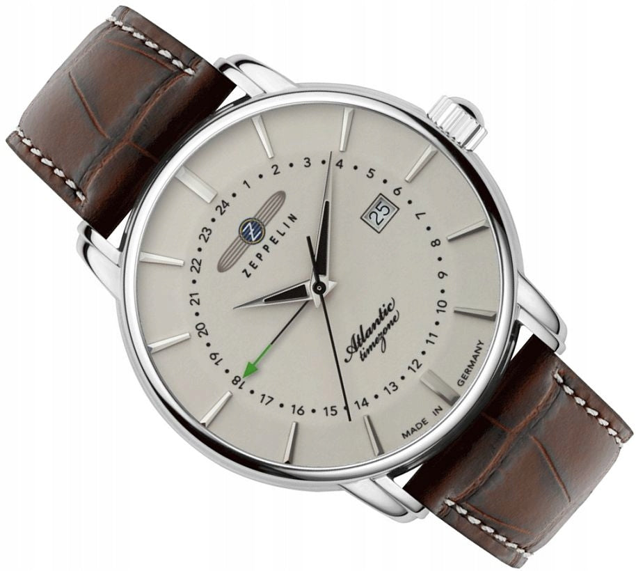 Damenuhr Zeppelin Atlantic Quartz, GMT 8442-5, braun 
