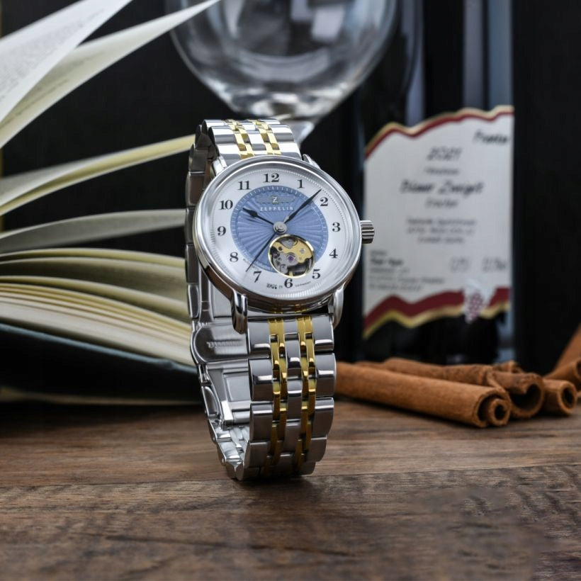 ELEGANT AND FASHIONABLE AUTOMATIC WOMEN'S WATCH ZEPPELIN 8567M-3 OPEN HEART Brand Zeppelin