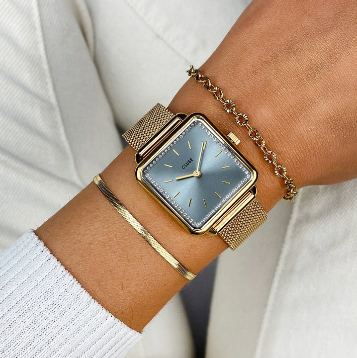 ELEGANT AND FASHIONABLE WOMEN'S WATCH CLUSE CW10310 SQUARE WITH BLUE DIAL Brand Cluse