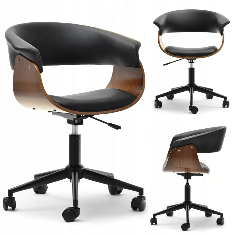 ELEGANT ARMCHAIR MADE OF BENT WOOD MANZA WALNUT BLACK FAUX LEATHER ADJUSTMENT HIGH