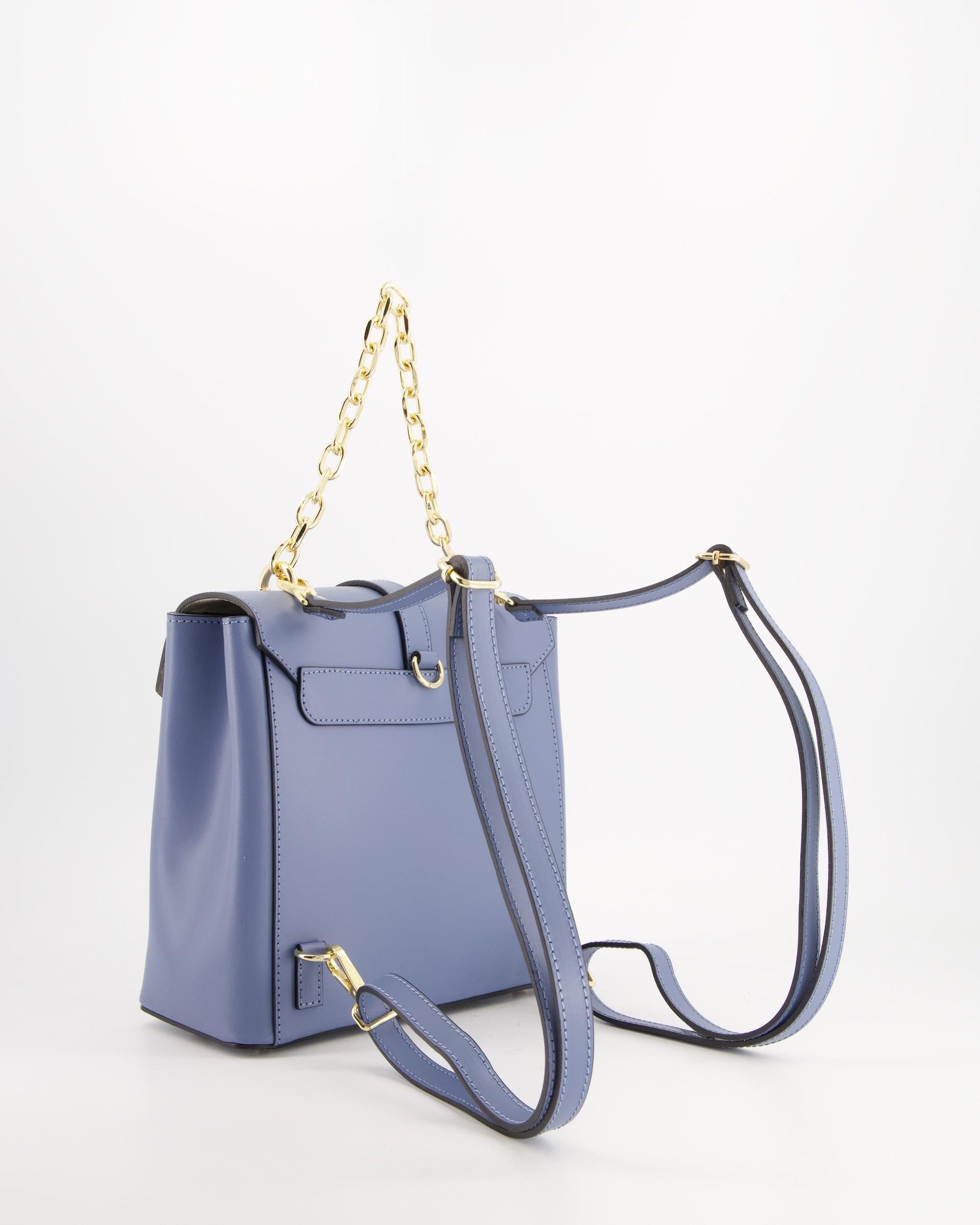 ELEGANT BLUE WOMEN'S BACKPACK VENEZIA LEATHER WITH GOLD DETAILS Kind elegant