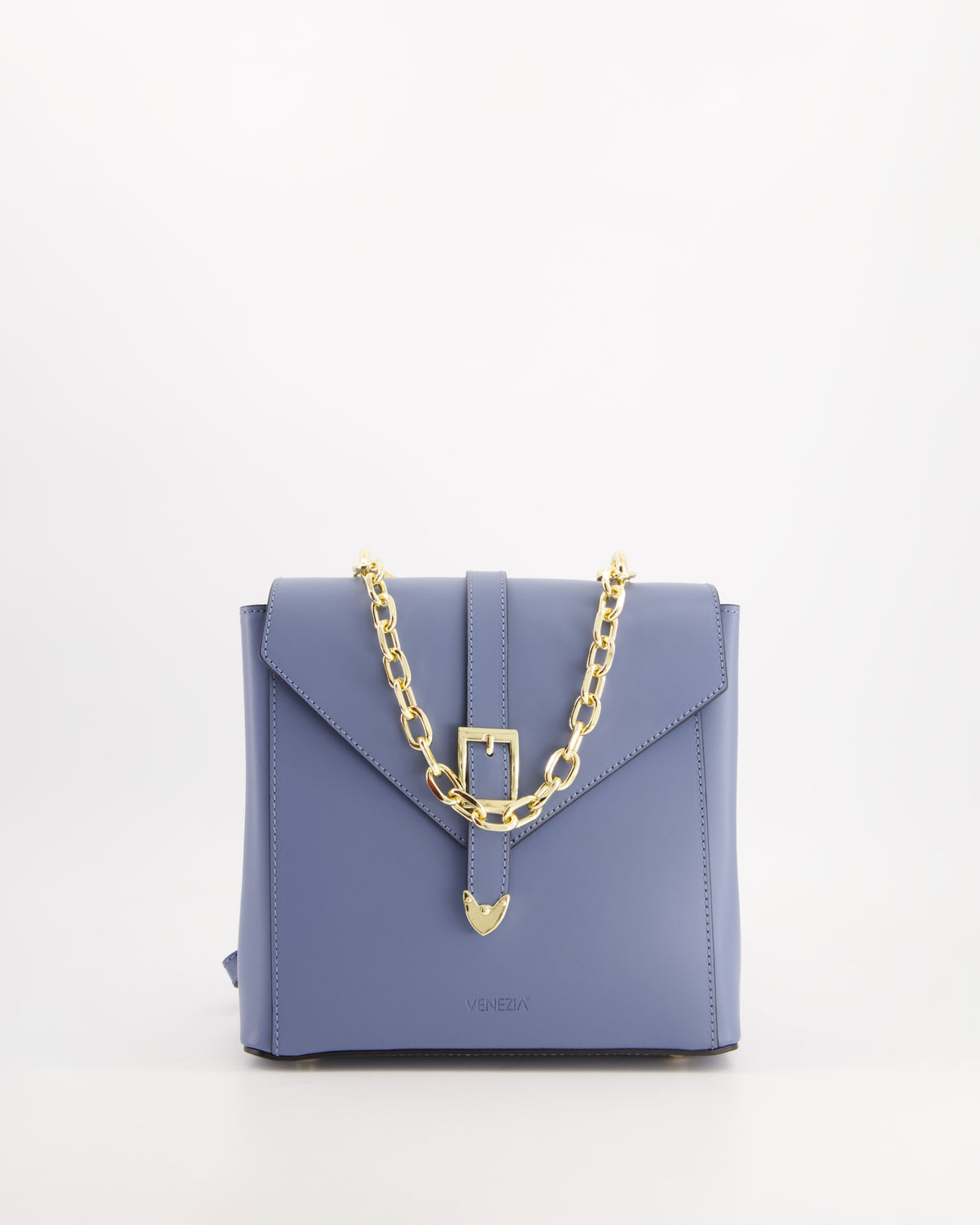 ELEGANT BLUE WOMEN'S BACKPACK VENEZIA LEATHER WITH GOLD DETAILS