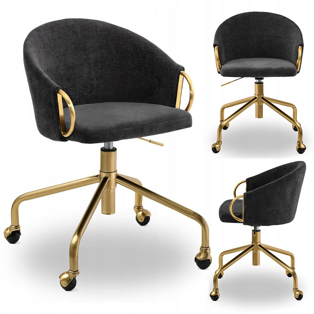 ELEGANT CHAIR ON WHEELS FOR DESK ON GOLDEN LEG CLARA BLACK