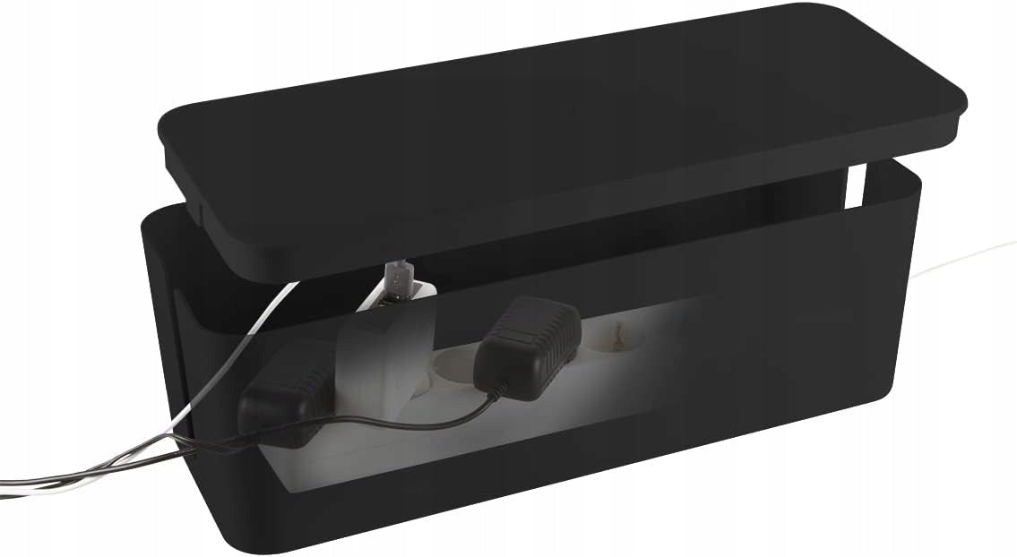 ELEGANT DESK CONTAINER CABLE ORGANIZER SLATS BLACK
