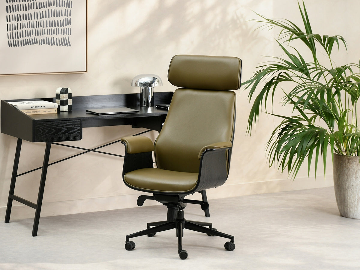ELEGANT LEATHER OFFICE CHAIR MADE OF BENT WOOD LEONARD BASE BLACK Manufacturer code 5907698646105
