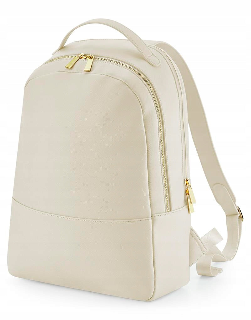 ELEGANT LEATHER WOMEN'S LAPTOP BACKPACK ECO LEATHER SAFFIANO CREAM