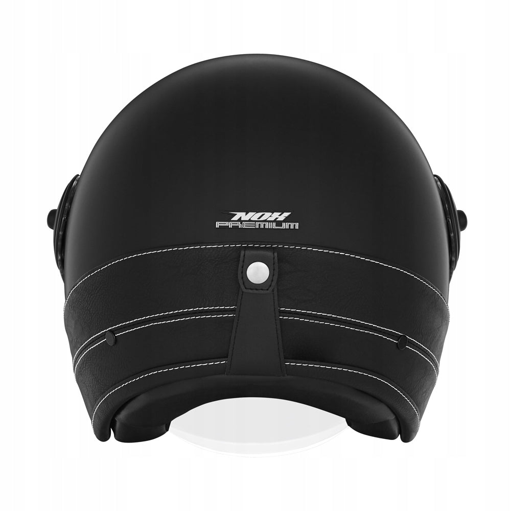 ELEGANT NEO-RETRO LINE BLACK LEATHER MOTORCYCLE HELMET PREMIUM NOX XS Manufacturer's catalog number M140-2322-XS VESPALEATHER