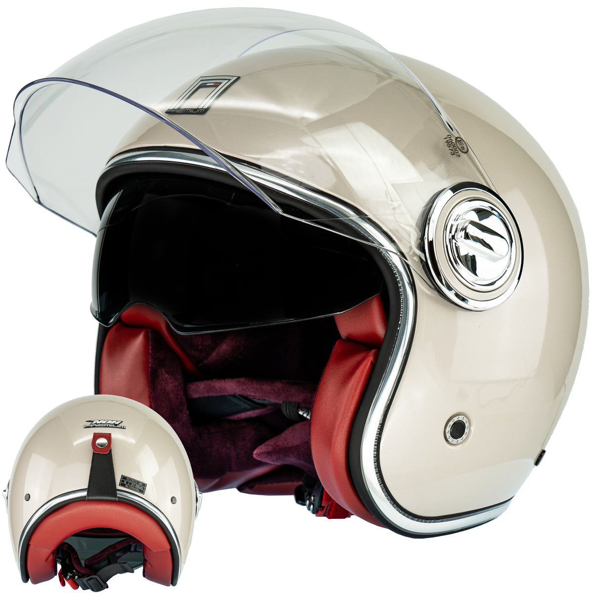 ELEGANT NEO-RETRO PREMIUM NOX MOTORCYCLE HELMET WITH VISOR AND BLEND SUN M