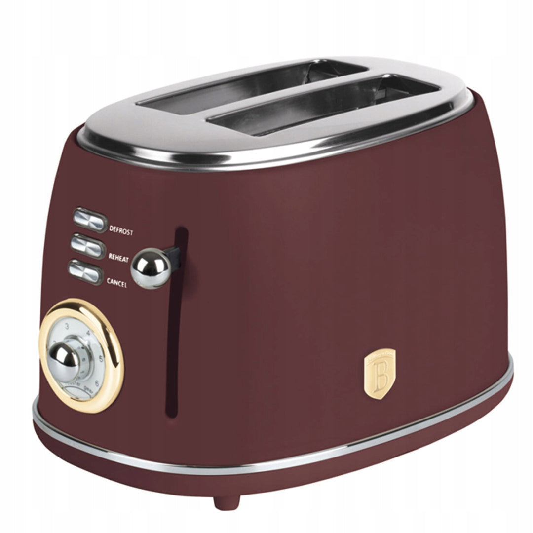 ELEGANT TOASTER FOR CROUTONS - HEATING AND DEFROSTING BREAD - BURGUNDY